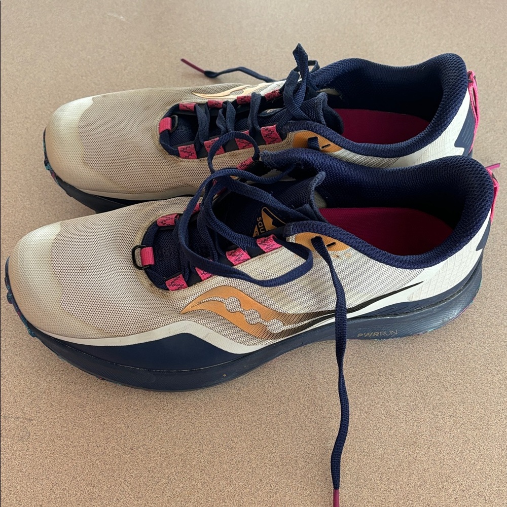 Womens Saucony Peregrine 12 Trail Running Shoes 10.5 Prospect Glass Navy/Pink